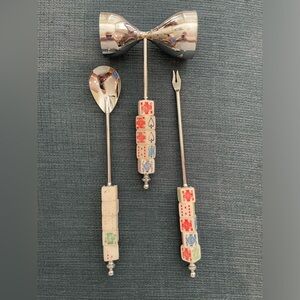 Vintage 3 piece, MCM, Mid Century Poker Dice, Cocktail, Bar, Utensil, Set